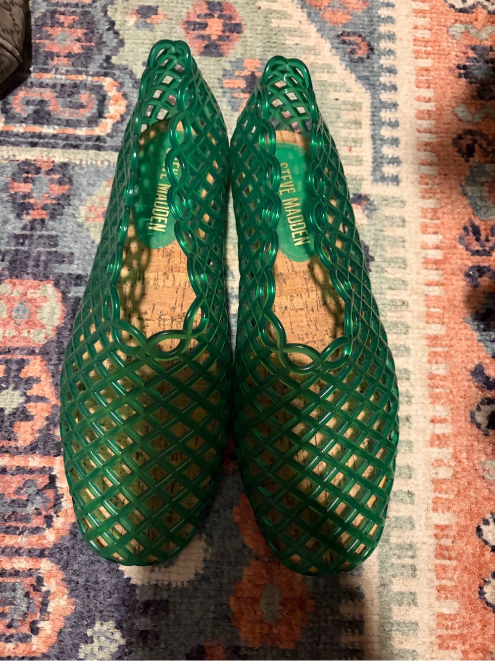 Steve Madden Emerald Green Lattice Slip-On Flats